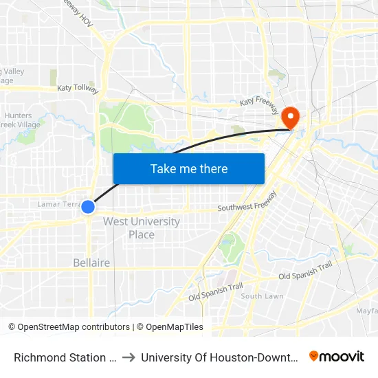 Richmond Station Sb to University Of Houston-Downtown map