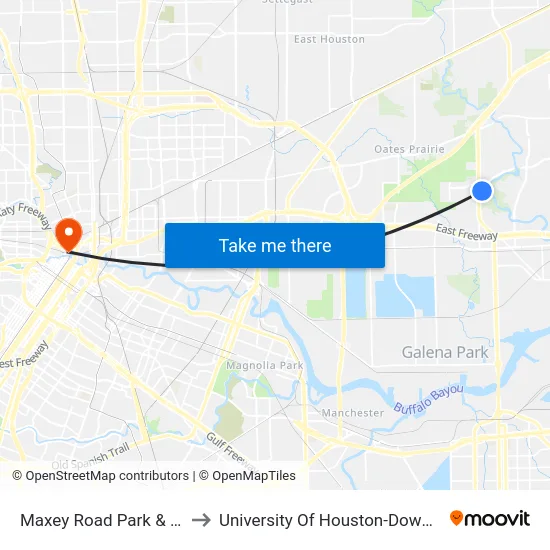 Maxey Road Park & Ride to University Of Houston-Downtown map