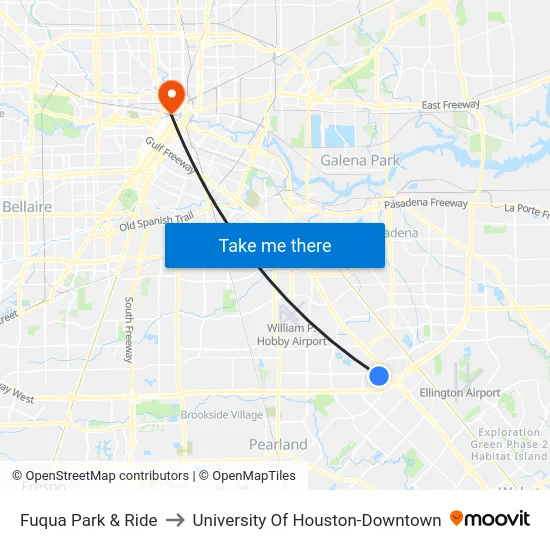 Fuqua Park & Ride to University Of Houston-Downtown map