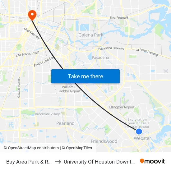 Bay Area Park & Ride to University Of Houston-Downtown map