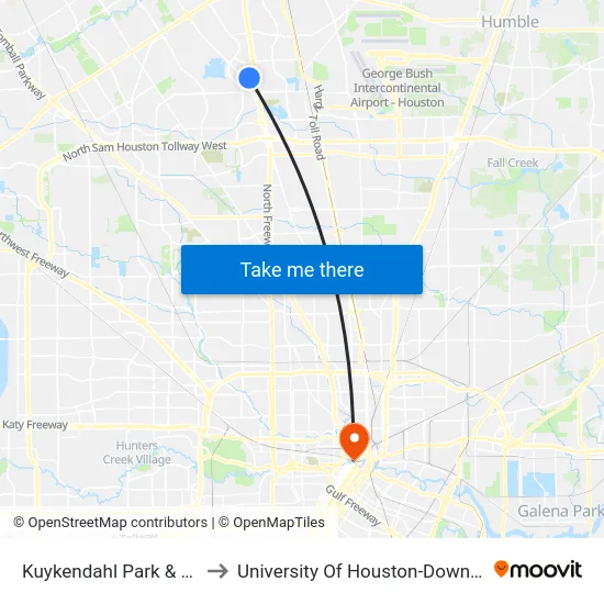 Kuykendahl Park & Ride to University Of Houston-Downtown map