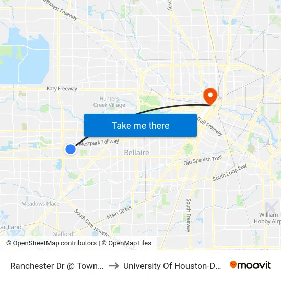 Ranchester Dr @ Town Park Dr to University Of Houston-Downtown map
