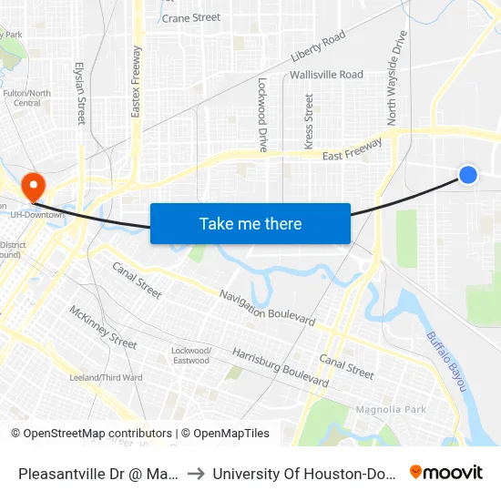 Pleasantville Dr @ Market St to University Of Houston-Downtown map