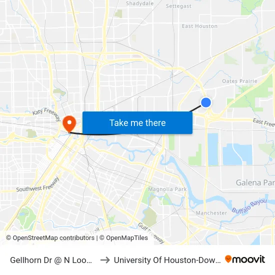 Gellhorn Dr @ N Loop E Ns to University Of Houston-Downtown map