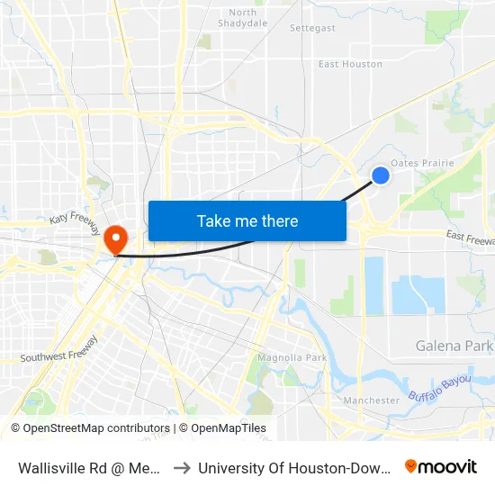 Wallisville Rd @ Mesa Dr to University Of Houston-Downtown map