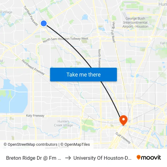 Breton Ridge Dr @ Fm 1960 Rd to University Of Houston-Downtown map