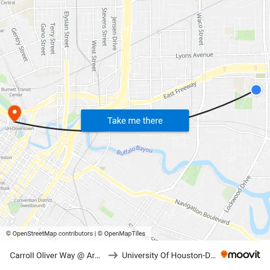 Carroll Oliver Way @ Arapahoe St to University Of Houston-Downtown map
