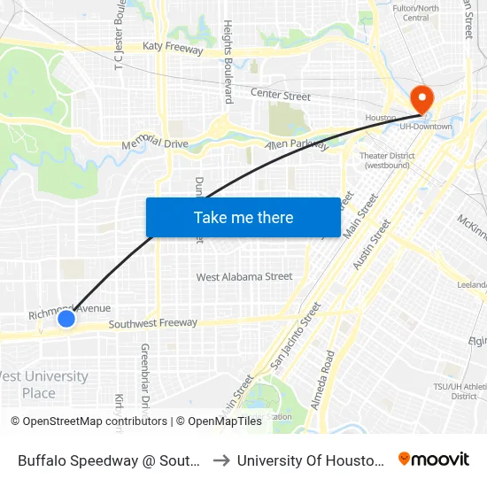 Buffalo Speedway @ Southwest Fwy MB to University Of Houston-Downtown map