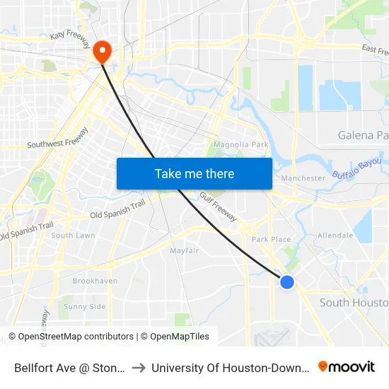 Bellfort Ave @ Stone St to University Of Houston-Downtown map