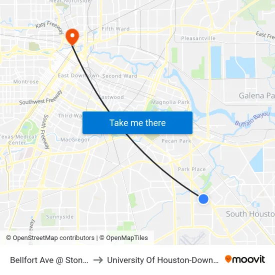 Bellfort Ave @ Stone St to University Of Houston-Downtown map