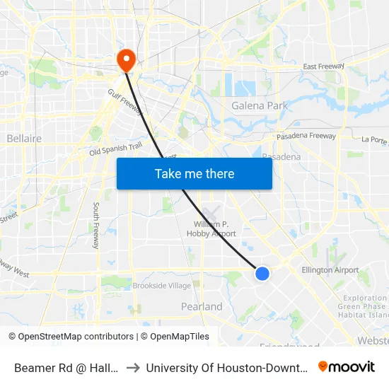 Beamer Rd @ Hall Rd to University Of Houston-Downtown map