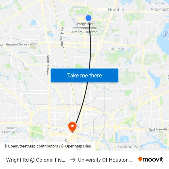 Wright Rd @ Colonel Fischer Dr MB to University Of Houston-Downtown map