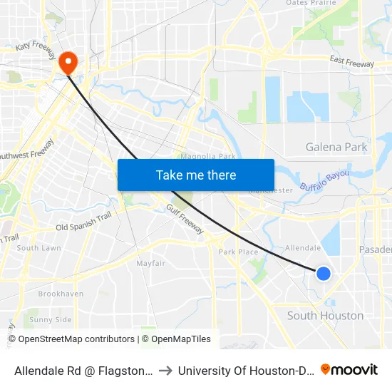 Allendale Rd @ Flagstone Terrace to University Of Houston-Downtown map