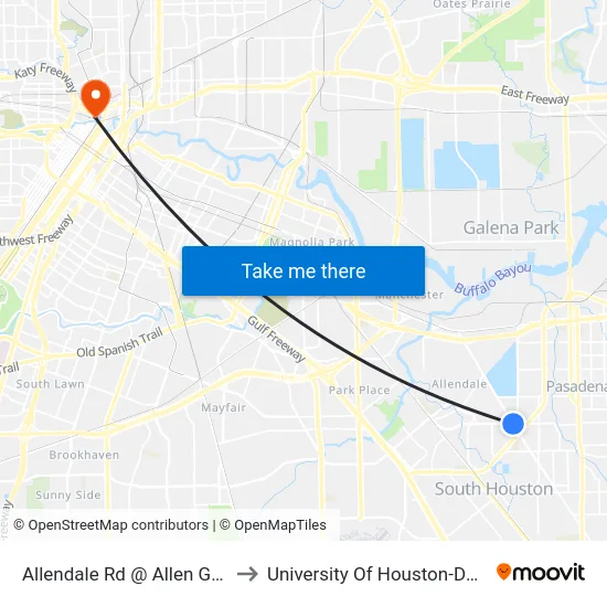 Allendale Rd @ Allen Genoa Rd to University Of Houston-Downtown map