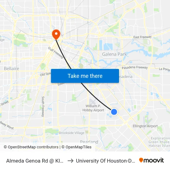 Almeda Genoa Rd @ Kleckley Dr to University Of Houston-Downtown map