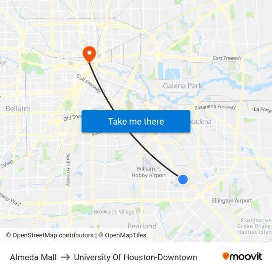 Almeda Mall to University Of Houston-Downtown map