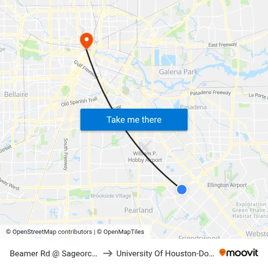 Beamer Rd @ Sageorchard Ln to University Of Houston-Downtown map