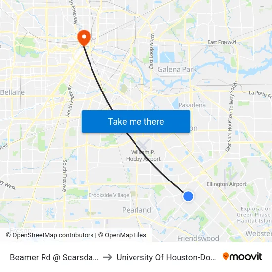 Beamer Rd @ Scarsdale Blvd to University Of Houston-Downtown map