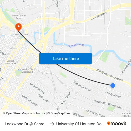 Lockwood Dr @ Schroeder St to University Of Houston-Downtown map