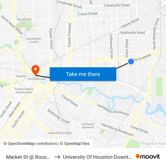 Market St @ Rouse St to University Of Houston-Downtown map