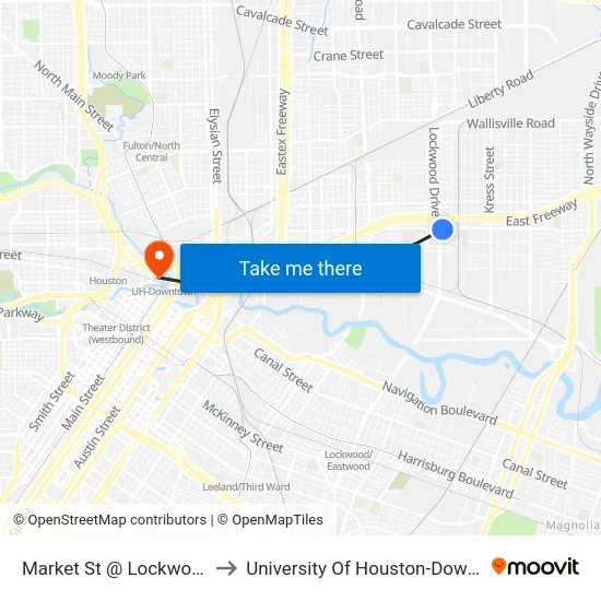 Market St @ Lockwood Dr to University Of Houston-Downtown map