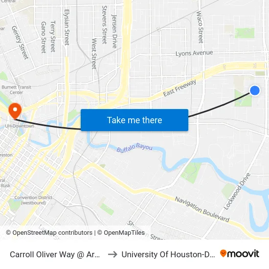 Carroll Oliver Way @ Arapahoe St to University Of Houston-Downtown map