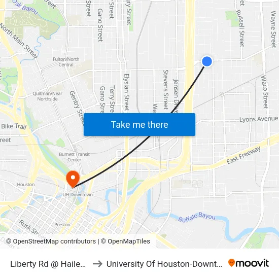 Liberty Rd @ Hailey St to University Of Houston-Downtown map