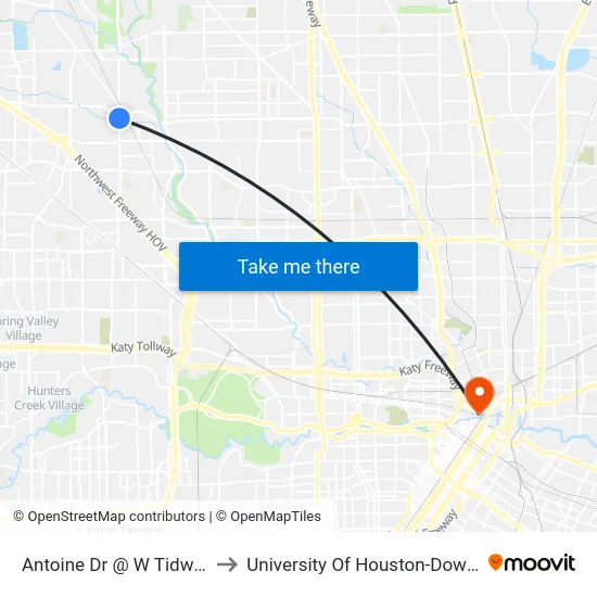 Antoine Dr @ W Tidwell Rd Mb1 to University Of Houston-Downtown map