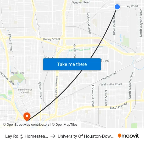 Ley Rd @ Homestead Rd MB to University Of Houston-Downtown map