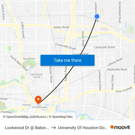 Lockwood Dr @ Baton Rouge to University Of Houston-Downtown map