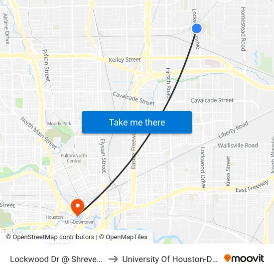 Lockwood Dr @ Shreveport Blvd to University Of Houston-Downtown map