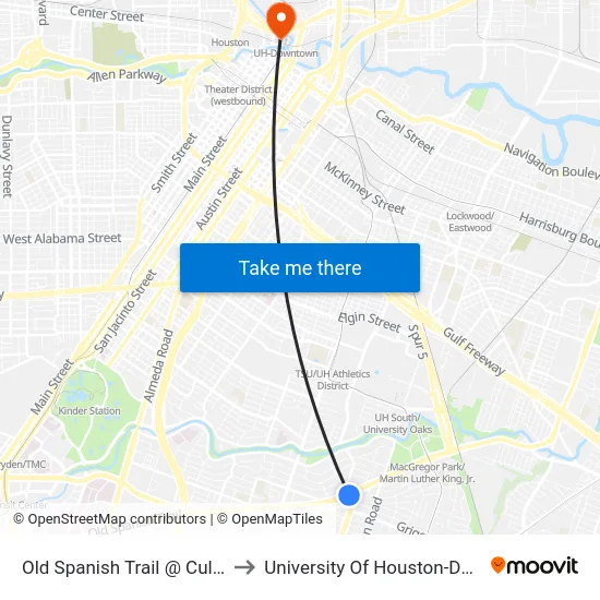 Old Spanish Trail @ Cullen Blvd to University Of Houston-Downtown map