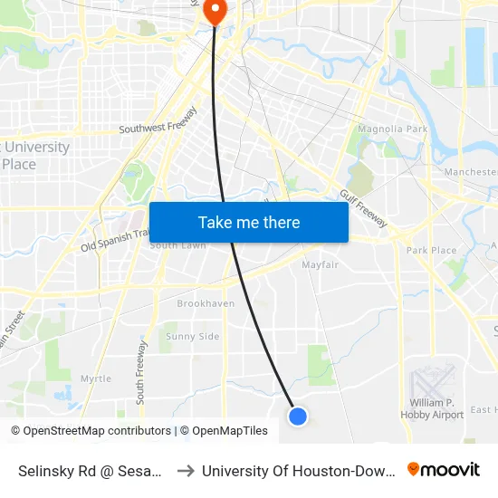 Selinsky Rd @ Sesame St to University Of Houston-Downtown map