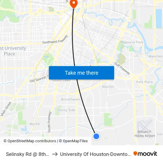 Selinsky Rd @ 8th St to University Of Houston-Downtown map