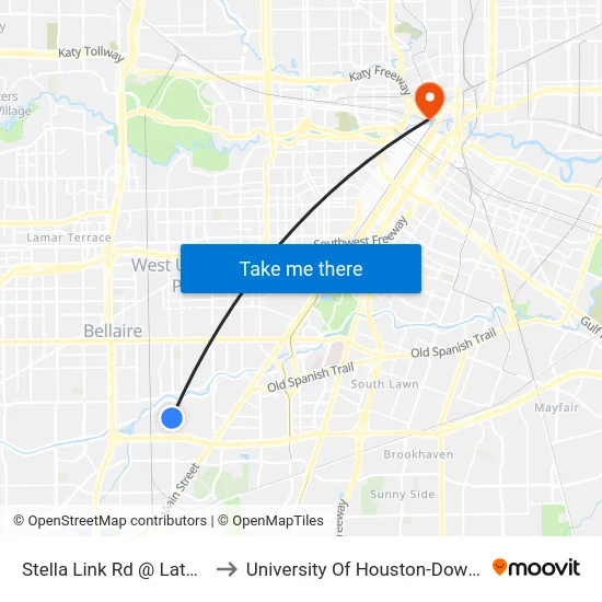Stella Link Rd @ Latma Dr to University Of Houston-Downtown map