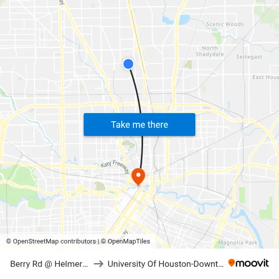 Berry Rd @ Helmers St to University Of Houston-Downtown map