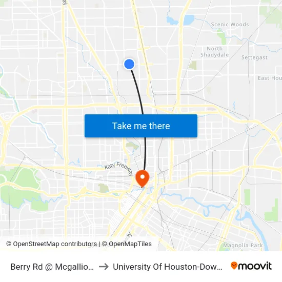 Berry Rd @ Mcgallion Rd to University Of Houston-Downtown map