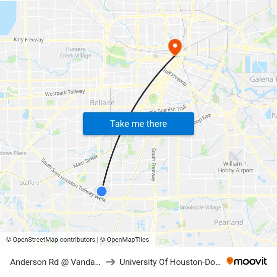 Anderson Rd @ Vandalia Way to University Of Houston-Downtown map