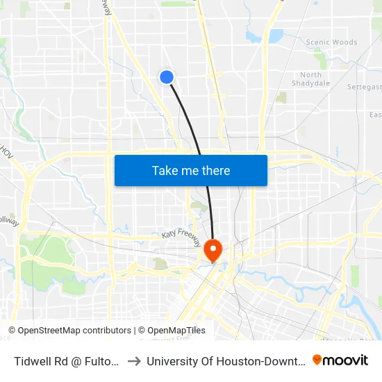Tidwell Rd @ Fulton St to University Of Houston-Downtown map