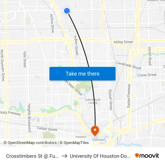 Crosstimbers St @ Fulton St to University Of Houston-Downtown map