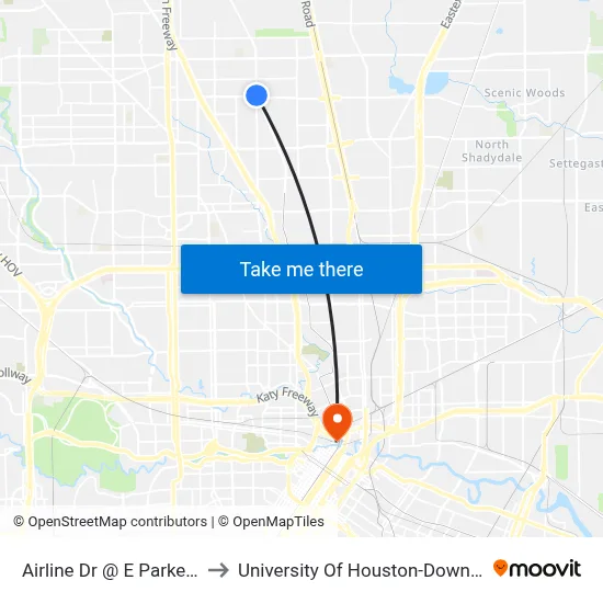 Airline Dr @ E Parker Rd to University Of Houston-Downtown map