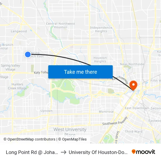 Long Point Rd @ Johanna Dr to University Of Houston-Downtown map