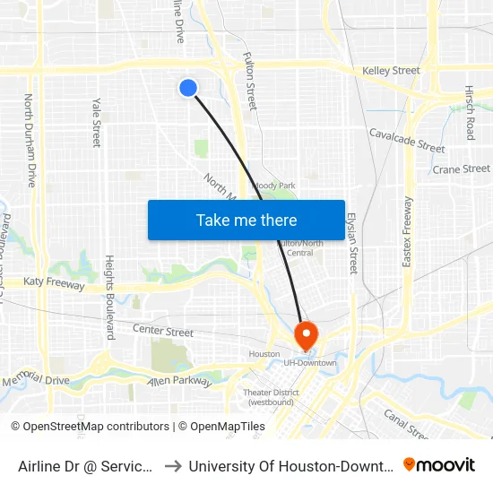 Airline Dr @ Service St to University Of Houston-Downtown map