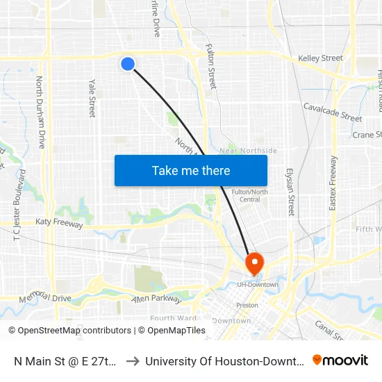 N Main St @ E 27th St to University Of Houston-Downtown map
