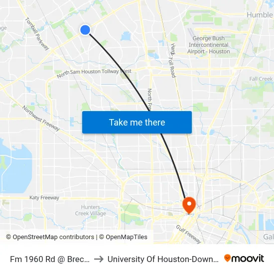 Fm 1960 Rd @ Breck St to University Of Houston-Downtown map
