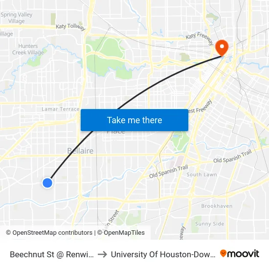 Beechnut St @ Renwick Dr to University Of Houston-Downtown map