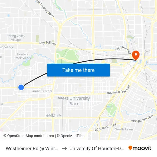 Westheimer Rd @ Winrock Blvd to University Of Houston-Downtown map