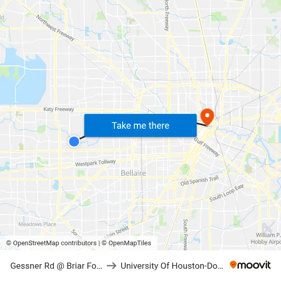 Gessner Rd @ Briar Forest Dr to University Of Houston-Downtown map