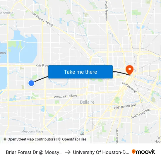 Briar Forest Dr @ Mossy Stone Dr to University Of Houston-Downtown map