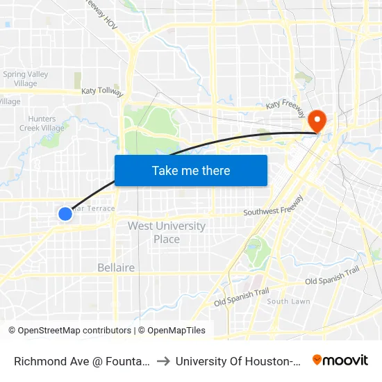 Richmond Ave @ Fountain View Dr to University Of Houston-Downtown map